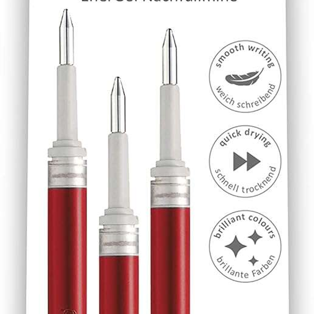Pentel EnerGel X Pack de 3 Recambios para BL57, BL77, BL107, BL117, BL407, BL2007, BL2507 - Color Rojo 1
