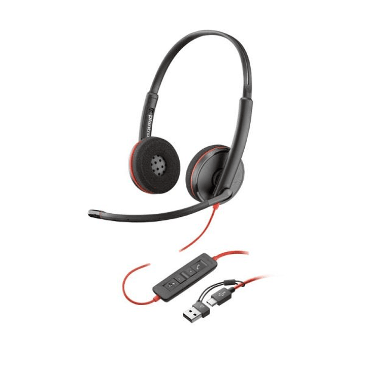 Plantronics/Poly Blackwire 3220 USB-C Auriculares con Microfono - Almohadillas Acolchadas - Controles en Cable - Adaptador USB-A - Color Negro 1