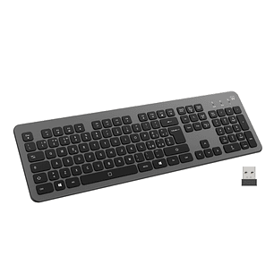 Ewent Teclado Inalambrico - Bateria de Litio Recargable de 300mAh - Disposicion Italiana QWERTY IT - Retroiluminacion - Teclas de Bajo Perfil y Silenc