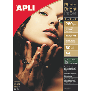Apli Papel Fotografico Photobright A4 280g 60 Hojas