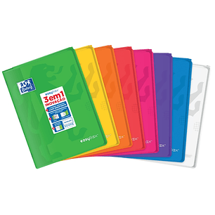 Oxford Easybook A4 Libreta Grapada - Tapa de Plastico Resistente - Cuadricula 5x5 con 2 Margenes - 48 Hojas de Papel de Alta Calidad - Colores Surtido