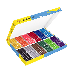 Jovi Felt Pens Pack Escolar 96 Rotuladores Jumbo - Punta Resistente - Capuchon Ventilado - Grip Ergonomico - Tinta de Gran Fijacion - Ideal para Escue