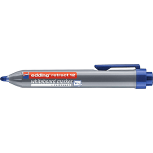 Edding Retract 12 Rotulador para Pizarra Blanca Retractil - Punta Redonda - Trazo entre 1.5 y 3mm - Recargable - Secado Rapido - Color Azul