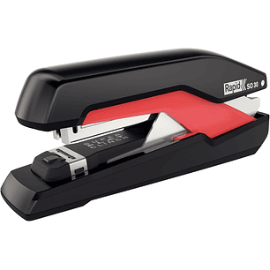 Rapid Supreme Omnipress SO30 Grapadora de Sobremesa - Hasta 30 Hojas - Grapado sin Esfuerzo - Color Negro/Rojo