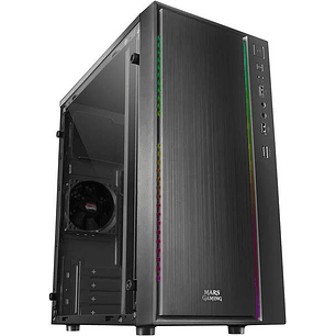 Mars Gaming MCM Caja Minitorre Micro ATX, Mini-ITX - Panel Lateral Acrilico - Iluminacion RGB - Tamaño HDD 2.5