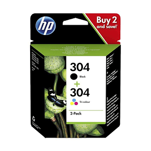 HP 304 Negro + Color Pack de 2 Cartuchos de Tinta Originales - 3JB05AE