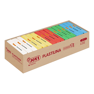 Jovi Expositor de 15 Pastillas de Plastilina 350gr Colores Basicos - 100% Vegetal - Muy Moldeable - No Se Seca - Color Surtido