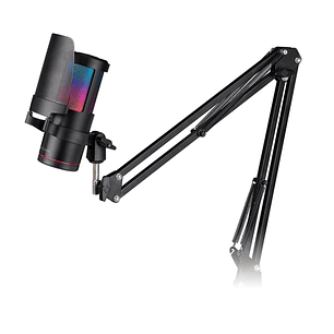 Mars Gaming MMIC-SC Microfono Gaming - Brazo Mecanico Omnidireccional - Filtro Pop de Malla Metalica - Iluminacion ARGB Tactil - Diagrama Polar Cardio