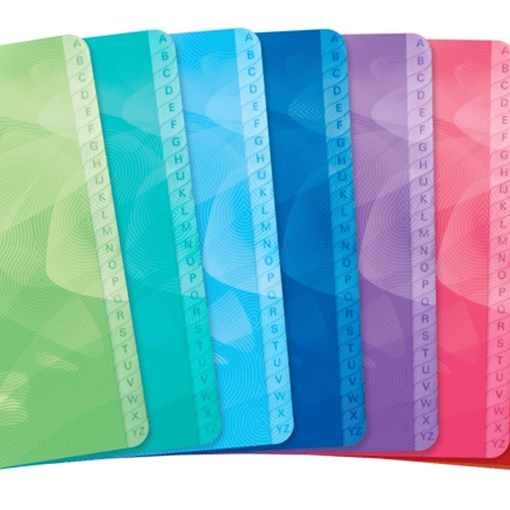 Oxford Lagoon Indice Alfabetico Espiral 50 Hojas Cuadricula 5x5 - Tamaño 11x17cm - Tapa de Plastico Resistente - Organiza tus Documentos Facilmente -  1