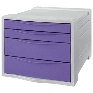Esselte Colour'Breeze Buc de 4 Cajones - 2 Medidas de Cajon - Deslizamiento Suave - Base con Goma Antideslizante - Color Gris/Lavanda