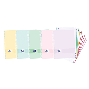 Oxford Europeanbook 8 Live & Go Cuaderno Espiral Formato A4+ Cuadriculado 5x5mm - 160 Hojas Microperforadas con 4 Taladros - Tapa de Plastico - 8 Band