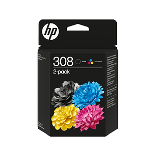 HP 308 Negro + Color Pack de 2 Cartuchos de Tinta Originales - 6L6S6UE