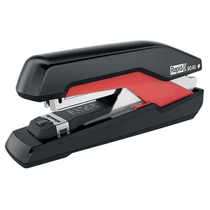Rapid Supreme SO60 Grapadora de Sobremesa - Hasta 60 Hojas - Para Grapas 24/6-8+, 26/6-8+ - Grapado Plano - Color Negro/Rojo