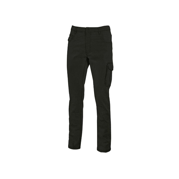 Upower Jam Pantalon Vaquero Elastico - Talla L - Ajuste Slim Fit, 5 Bolsillos, Bolsillo Lateral Grande, Proteccion DPI1 - Color Negro Carbon 1
