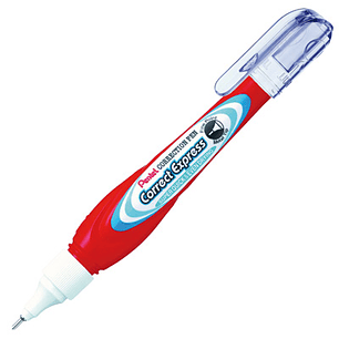 Pentel Correct Express Boligrafo Corrector 7ml - Secado Super Rapido - Punta Metalica - Cuerpo Color Rojo