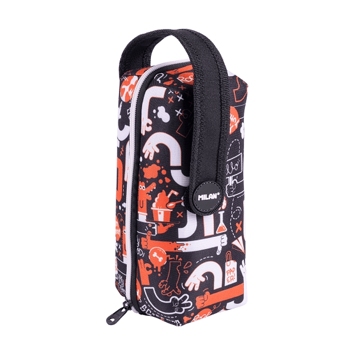 Milan Fingers Pack de 4 Estuches con Goma de Borrar - Sacapuntas - Lapiz - 3 Boligrafos - Regla - 12 Lapices de Colores - 12 Rotuladores - Color Nara 1