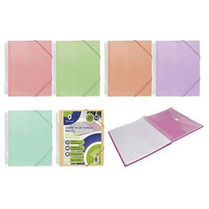 Bismark Carpeta Espiral 20 Fundas Transparentes - Polipropileno - Tamaño A4 - Espiral Plastica Indeformable - Apertura 360 Grados - Gomas de Cierre -  1