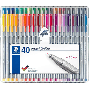 Staedtler Triplus Fineliner 334 Pack de 40 Rotuladores de Punta Fina - Trazo 0.3 mm Aprox - Tinta Base de Agua - Colores Surtidos