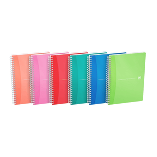 Oxford Office My Colours Cuaderno Espiral A5 - Tapa de Plastico Resistente - Espiral Doble para Mayor Durabilidad - Cuadricula 5x5 Ideal para Matemati