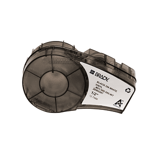 Brady M21-500-595-WT Cinta de Etiquetas Original Vinilo - Texto Negro sobre Fondo Blanco - Ancho 12,70mm x 6,40m