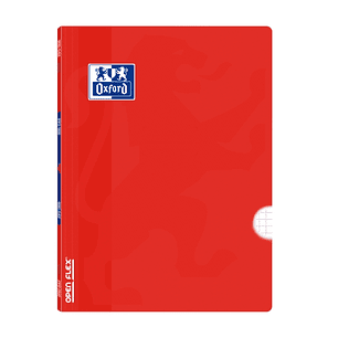 Oxford School Classic Openflex A4 - Tapa de Plastico Resistente - Libreta Grapada 4x4 con Margen - 48 Hojas de Alta Calidad - Color Rojo