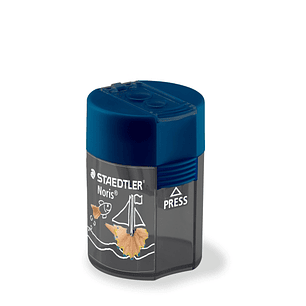 Staedtler 512 F Sacapuntas de 2 Orificios con Deposito - Para Lapices de 8.2mm y 10.2mm - Color Azul