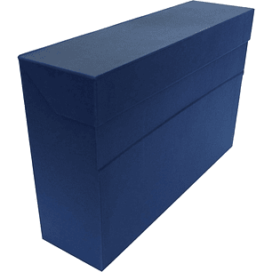 Elba Caja de Transferencia - Carton Forrado con Tela Geltex - Tapa con Cierre de Presion - Solapa Abatible - Medidas 39.6x25.4cm - Color Azul