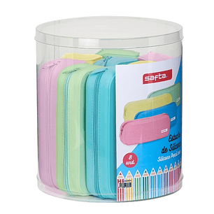 Safta Conjunto 8 Estuches - Silicona - Cuadrados - 27x23cm - Colores Surtidos