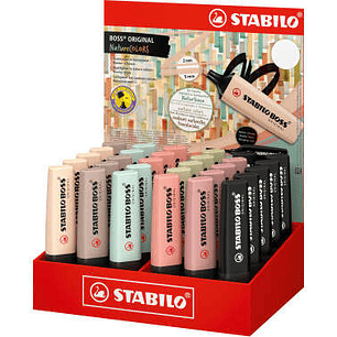 Stabilo Boss Naturecolors Expositor de 30 Marcadores - Trazo entre 2 y 5mm - Tinta con Base de Agua - Colores Siena, Beige, Ocre Oscuro, Gris Calido, 