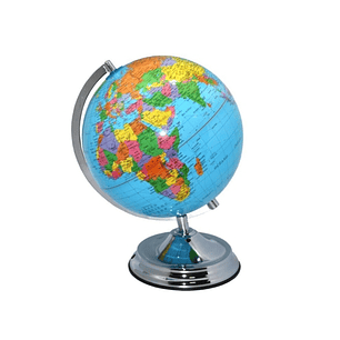 Bismark Esfera Geografica con Meridiano 25cm - Cartografia Fisico-Politica - Base Metalica muy Robusta - Color Azul