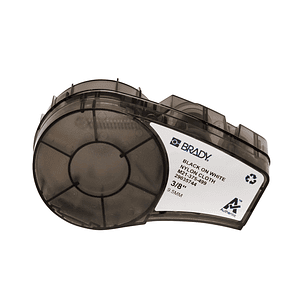 Brady M21-375-499 Cinta de Etiquetas Original Tela de Nylon - Texto Negro sobre Fondo Blanco - Ancho 9,53mm x 4,88m