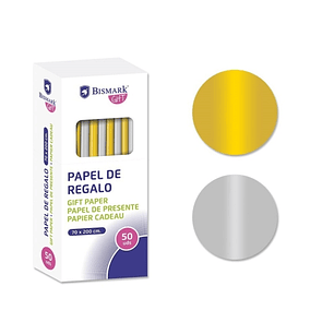 Bismark Oro/Plata Rollo de Papel Regalo - Medidas 70cmx200cm - 2 Colores