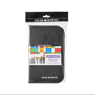 Daler Rowney Graduate Pack de 10 Pinceles Multitecnica - Pelo Sintetico - Mango Corto - Estuche con Cremallera