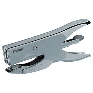 Petrus 222 Grapadora de Tenaza - Hasta 40 Hojas - Grapado Cerrado y Abierto - Diseño Ergonomico - Color Cromado