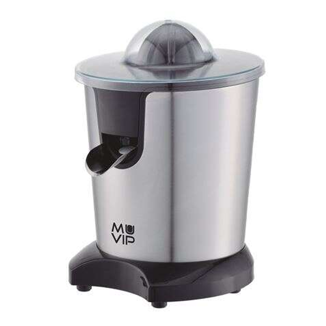 Muvip Exprimidor Electrico Inox 600W - Cuerpo y Filtro de Acero Inoxidable - Sistema Antigoteo - 2 Tamaños de Conos 1