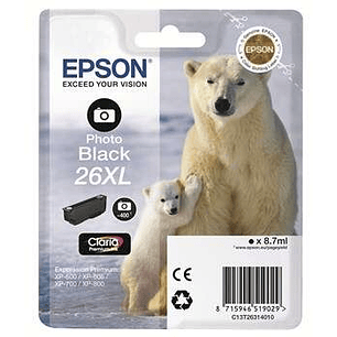 Epson T2631 (26XL) Negro Photo Cartucho de Tinta Original - C13T26314012