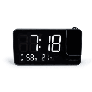 Thomson CP100T Radio Reloj Despertador - Proyeccion y Temperatura Interior - Alarma Dual - Color Negro