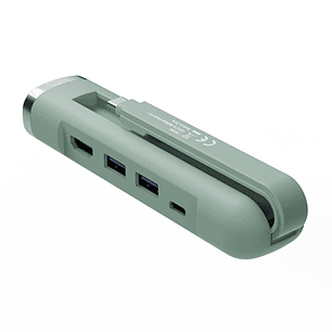 Ewent Hub USB-C 5 en 1 - 1x RJ45 - 1x HDMI 4K - 1x USB-C - 2x USB-A - hasta 1000Mbps - Color Verde Pastel