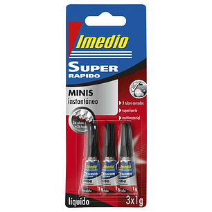 Imedio Super Rapido Pegamento Instantaneo Pack de 3 Tubos de 1gr - Transparente - Multimaterial