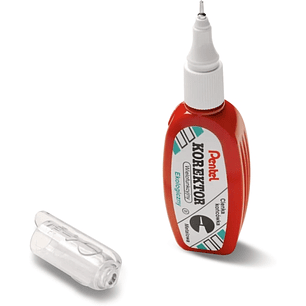 Pentel Boligrafo Corrector 4.2ml - Correccion Precisa, Limpia y Facil - Secado Rapido - Punta de Valvula Metalica - Cuerpo Color Rojo