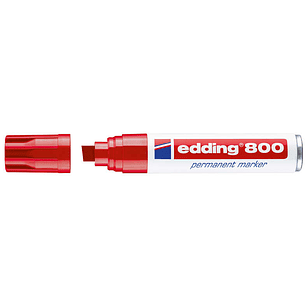 Edding 800 Rotulador Permanente - Punta Biselada - Trazo entre 4 y 12 mm. - Recargable - Secado Instantaneo - Color Rojo