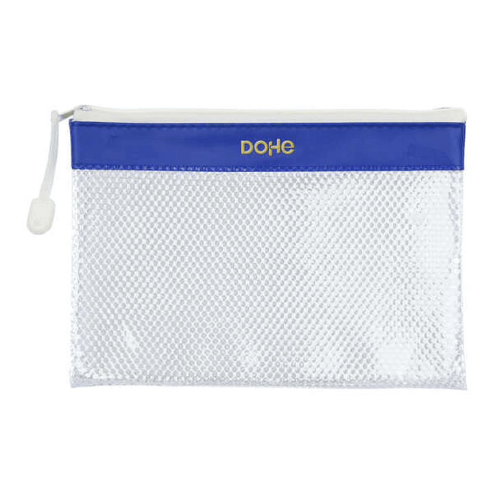 Dohe Bolsa Cremallera PVC - 24x17.5mm - Resistente al Agua - Ideal para Documentos A5 - Color Azul/Transparente 1