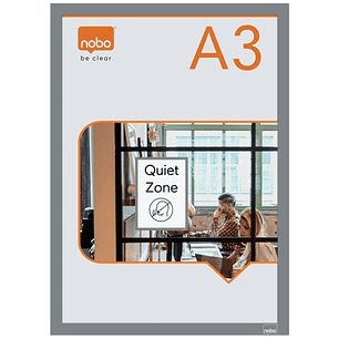 Nobo Pack de 2 Marcos Autoadhesivos Magneticos en Formato A3 - Colocacion en Vertical u Horizontal - Marco de Color Plateado