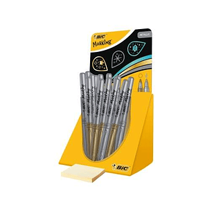 Bic Marking Metallic Expositor de 24 Rotuladores Permanentes - Punta 1.8mm - Trazo 0.8mm - Color Oro y Plata