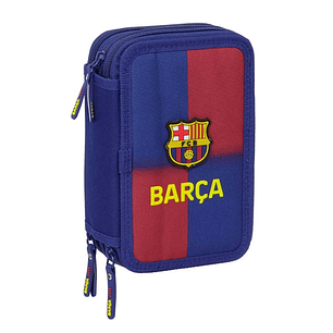 Safta F.C.Barcelona Plumier de 1.3L con 37 Piezas - 3 Compartimentos - Cierre de Cremallera - 12.5x19.5x5.5cm - Color Rojo y Azul