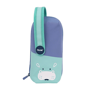 Milan Fun Animals Pack de 4 Estuches con Contenido de Serie - Contenido: Goma de Borrar, 2 Sacapuntas, Lapiz, 1 Boligrafo Sway Azul y 2 Boligrafos P1 