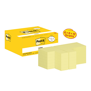 Post-It Pack de 24 Blocs de 100 Notas Adhesivas Reposicionables - Forma - 51x38mm - Color Amarillo Claro
