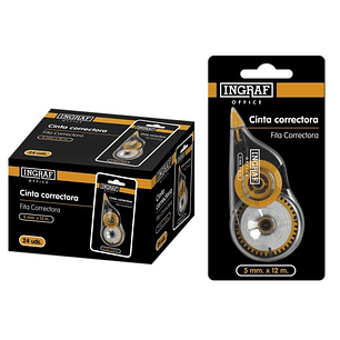 Ingraf Cinta Correctora en Seco 5mmx12m - Correccion Rapida y Limpia - Escritura Inmediata