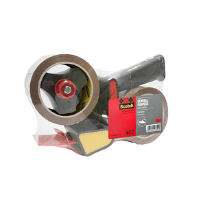 Scotch Precintadora de Mano - Incluye 2 Rollos de 50mm x 66m - Bajo Nivel de Ruido - Mango de Pistola - Precintos Color Marron
