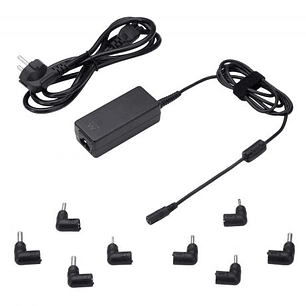 Ewent Cargador Universal para Portatil de 45W - 8 Clavijas Intercambiables - Automatico - Gestion Inteligente de Corriente - Color Negro